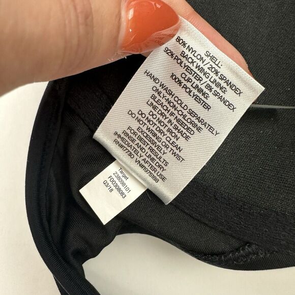 Shade & Shore Black Halter Bikini Top Underwire Tie Thin Strap Size 34B - Picture 6 of 6